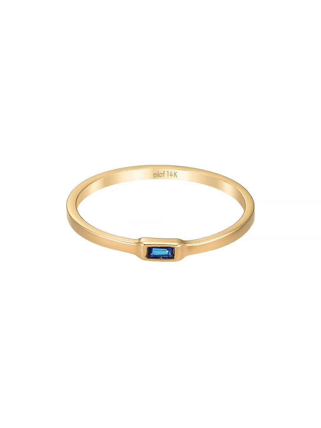 Sapphire-Inspired Baguette Stone Minimal Ring in 14K Gold