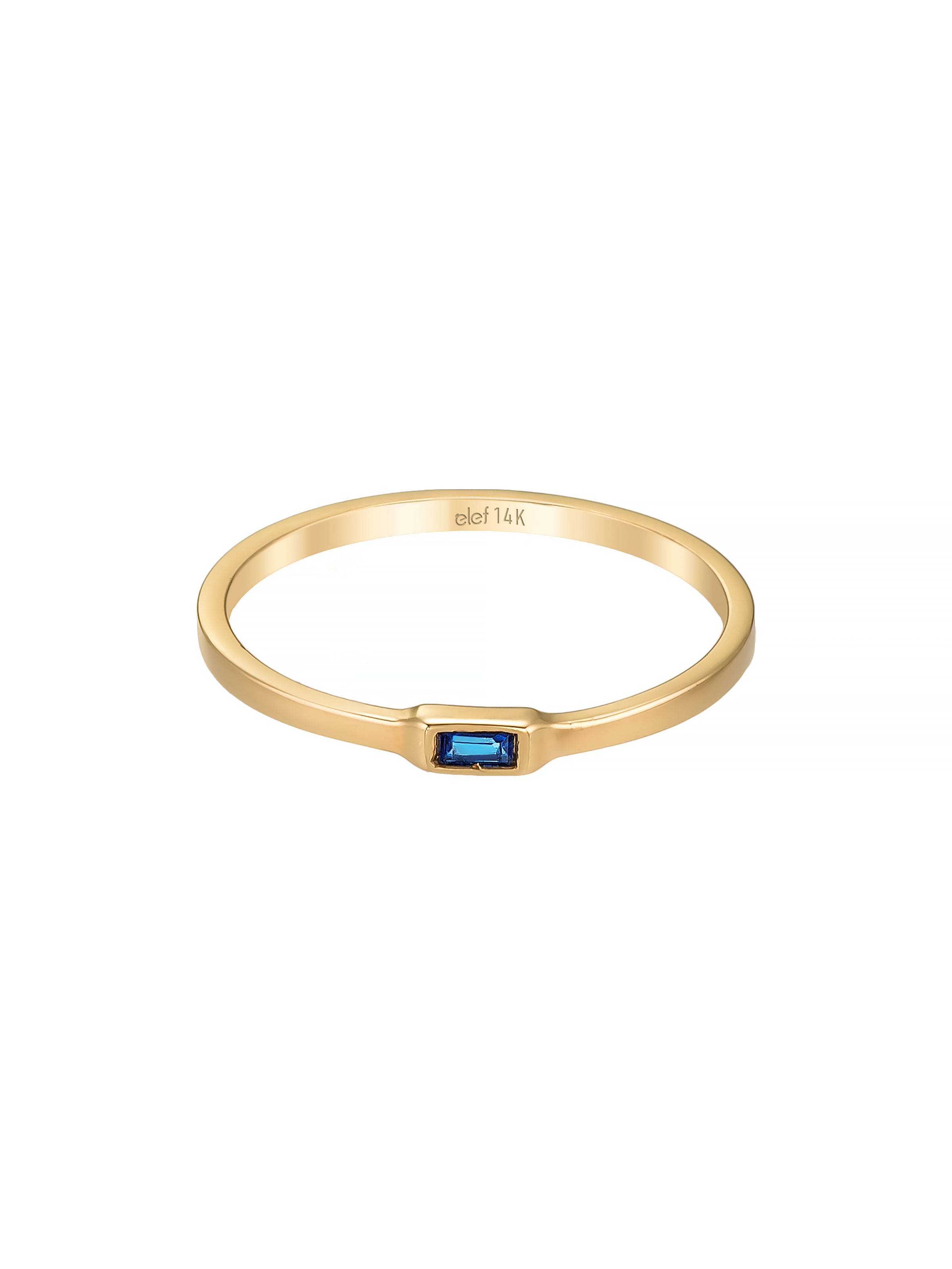 Sapphire-Inspired Baguette Stone Minimal Ring in 14K Gold
