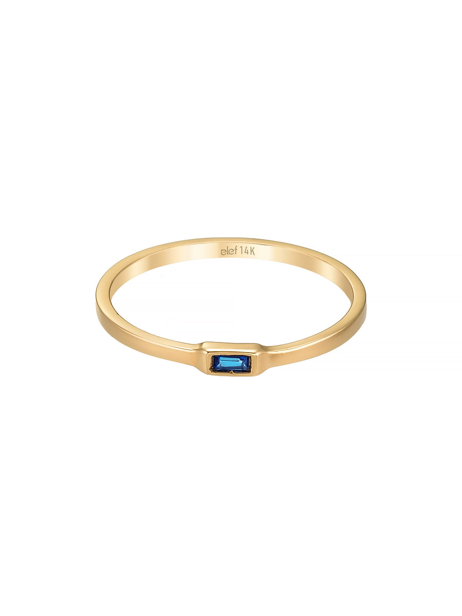 Sapphire-Inspired Baguette Stone Minimal Ring in 14K Gold