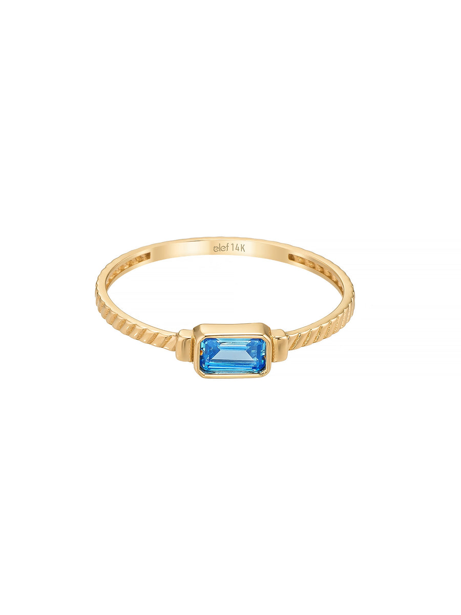 Sapphire-Inspired Baguette Stone Ring in 14K Gold