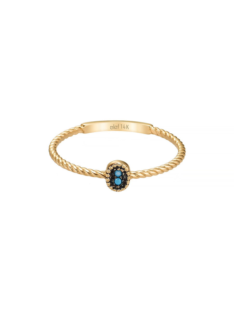 Oval Turquoise Stone Twisted Ring in 14K Gold