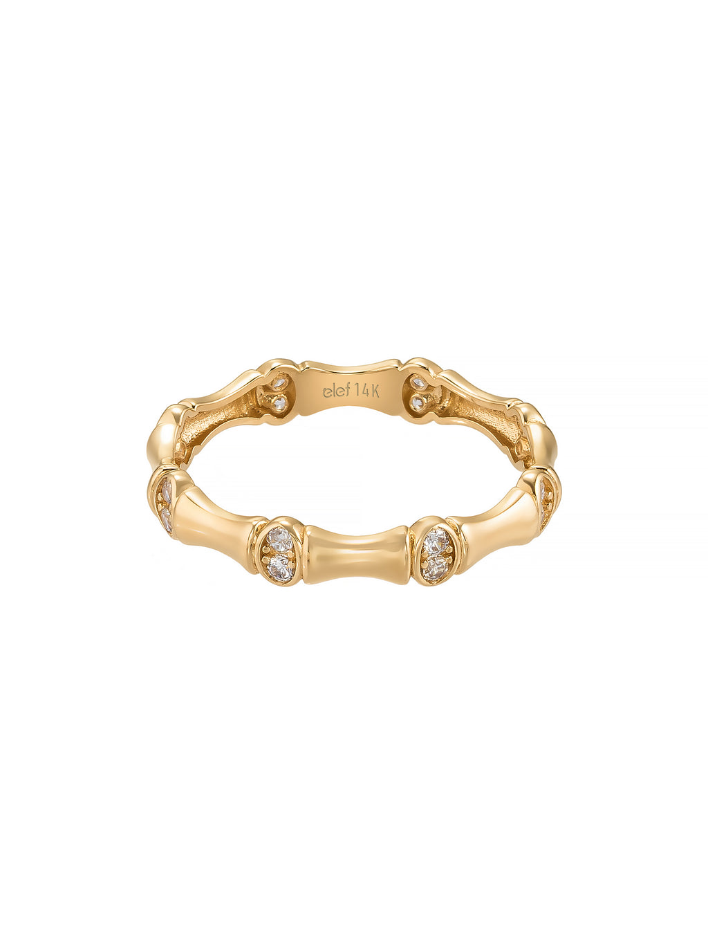 Bambusu Form Diamond-Inspired Ring in 14K Gold