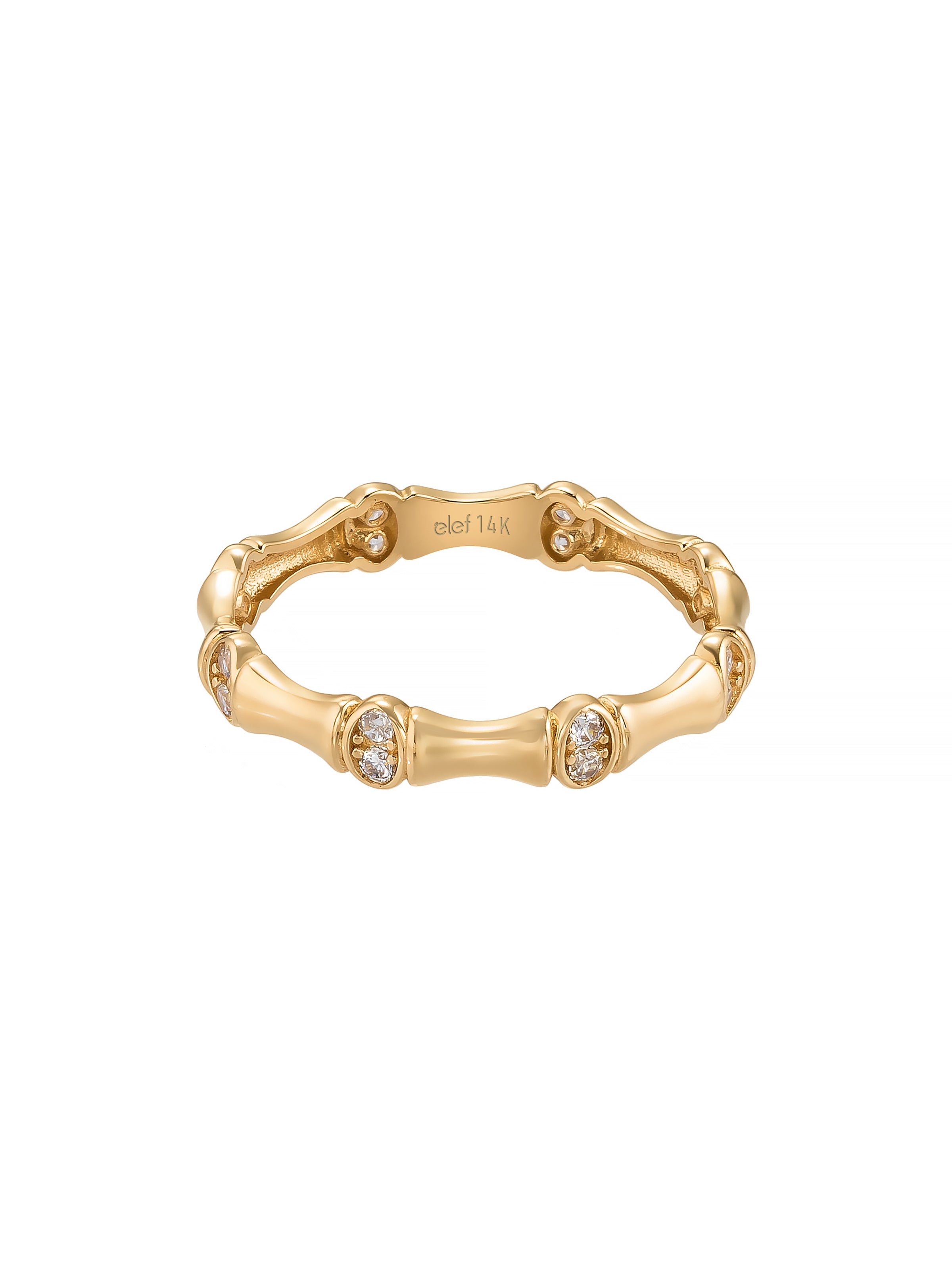 Bambusu Form Diamond-Inspired Ring in 14K Gold