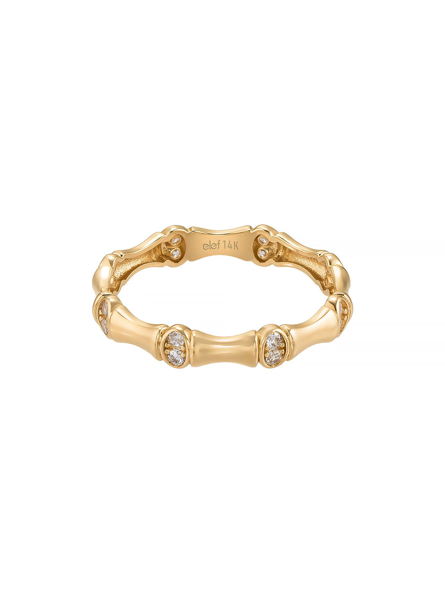 Bambusu Form Diamond-Inspired Ring in 14K Gold