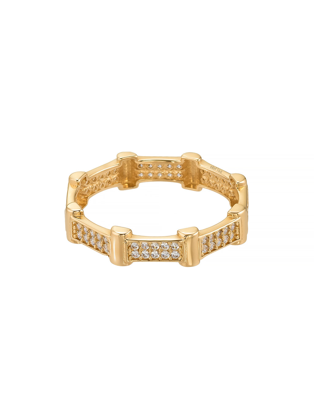 Geometric Form Stone-Set Ring in 14K Gold