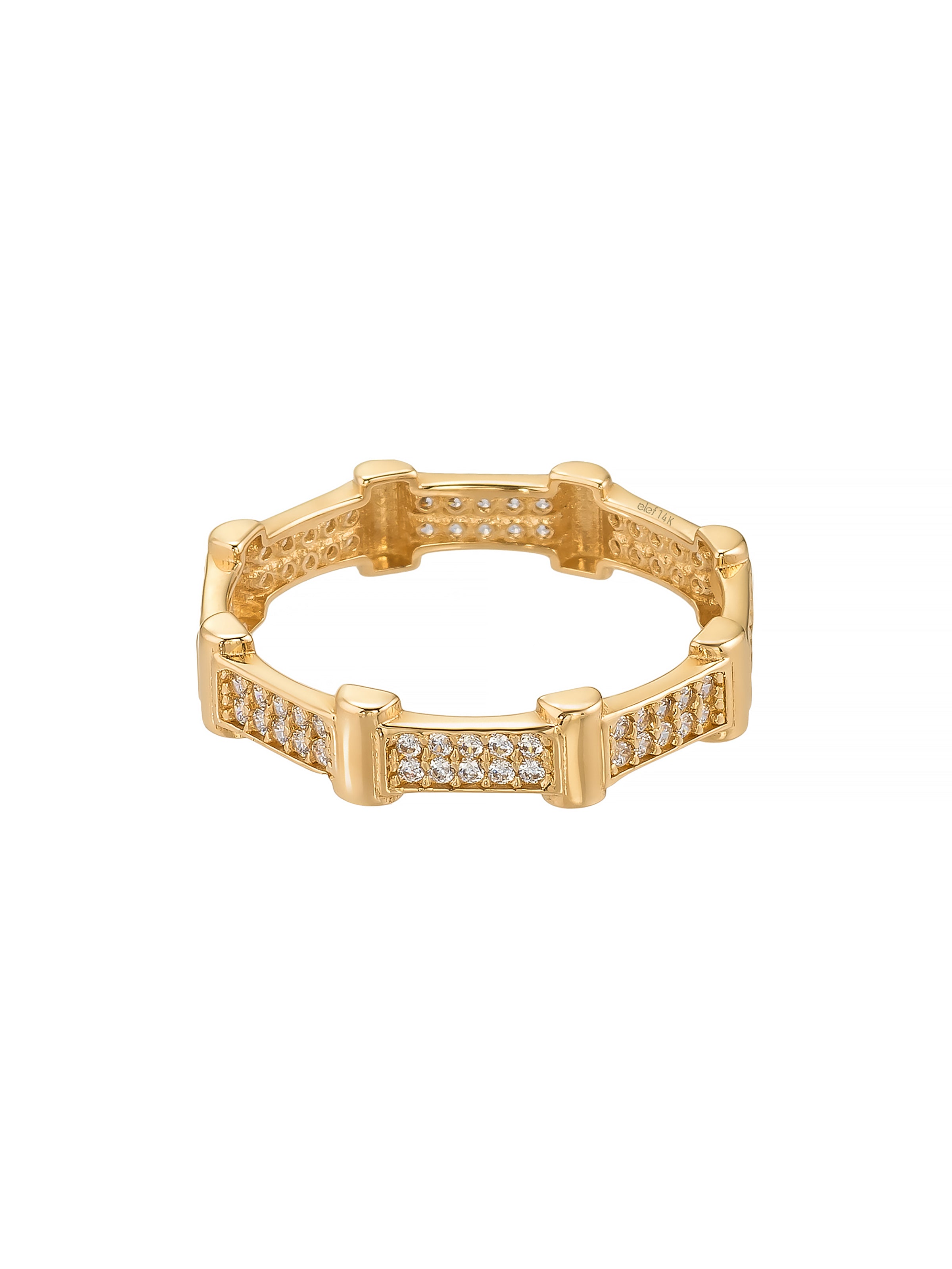 Geometric Form Stone-Set Ring in 14K Gold