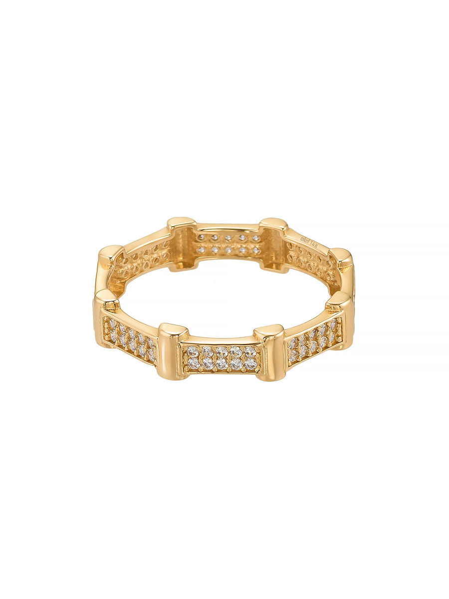 Geometric Form Stone-Set Ring in 14K Gold