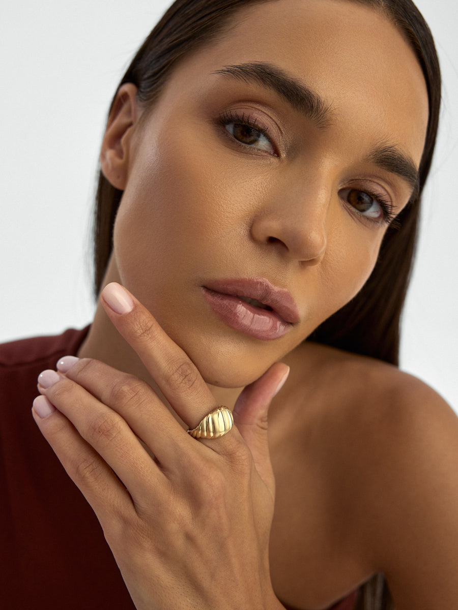 Kabartma Domed Vintage Ring in 14K Gold