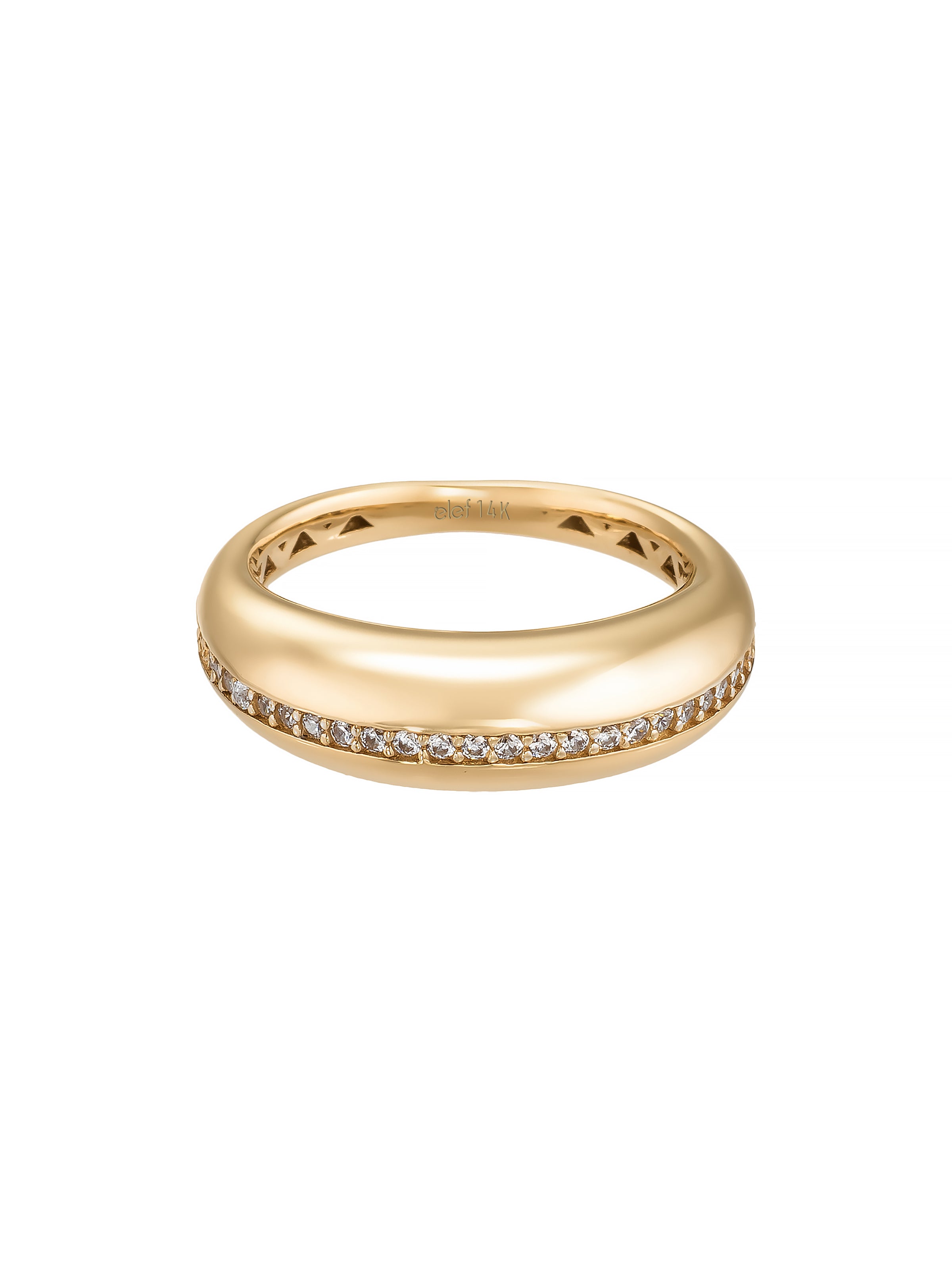 Domed Stone-Set Ring in 14K Gold
