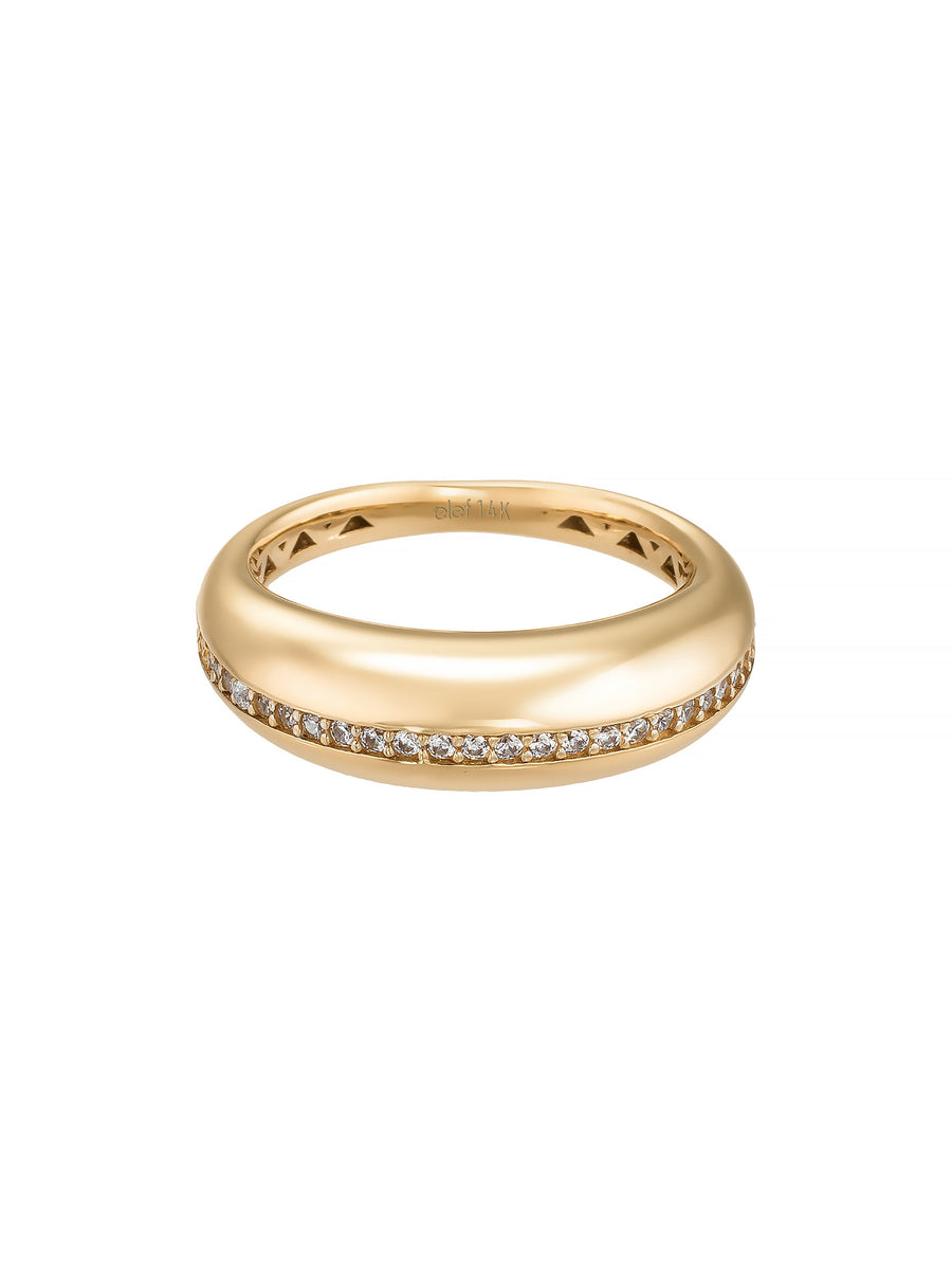 Domed Stone-Set Ring in 14K Gold