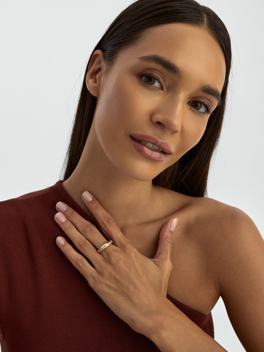 Domed Stone-Set Ring in 14K Gold