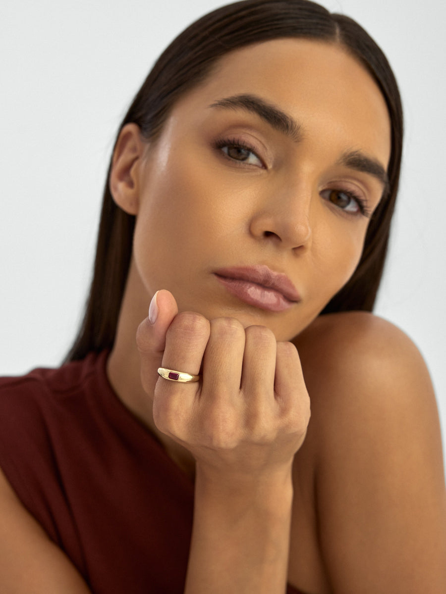 Ruby-Inspired Stone Ring in 14K Gold