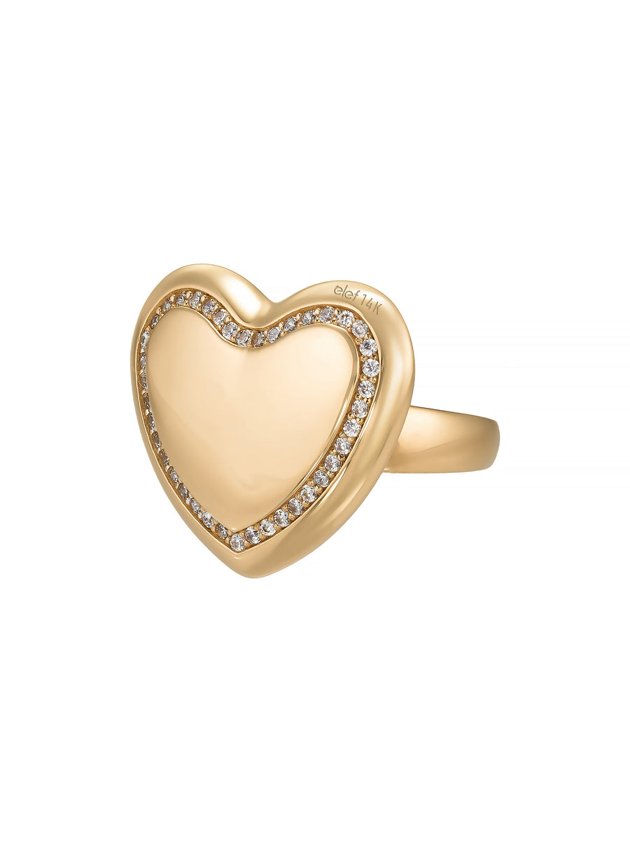 Heart-Shaped Stone Accents Ring in 14K Gold