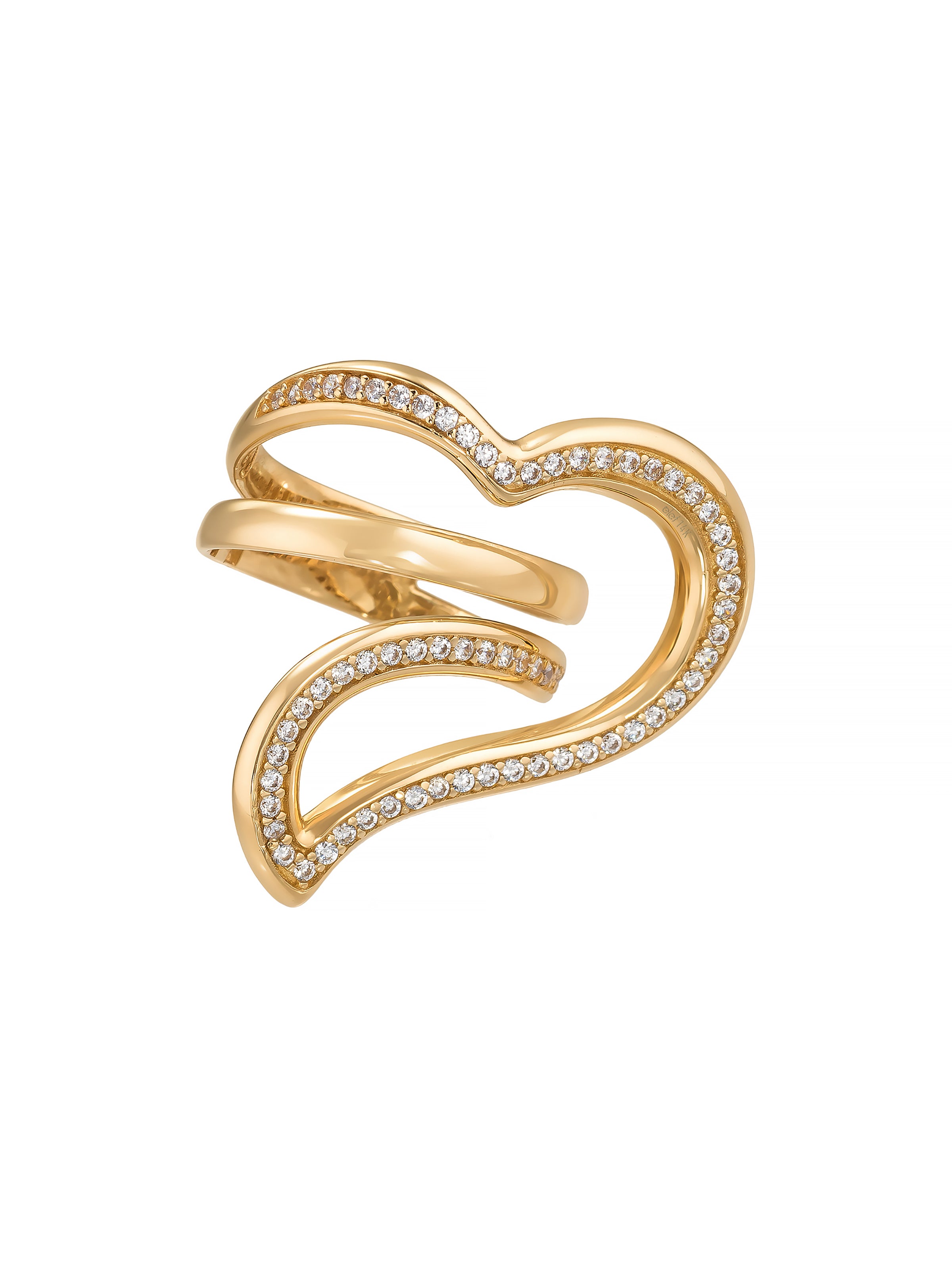 Stone-Set Half Heart-Shaped Ring in 14K Gold