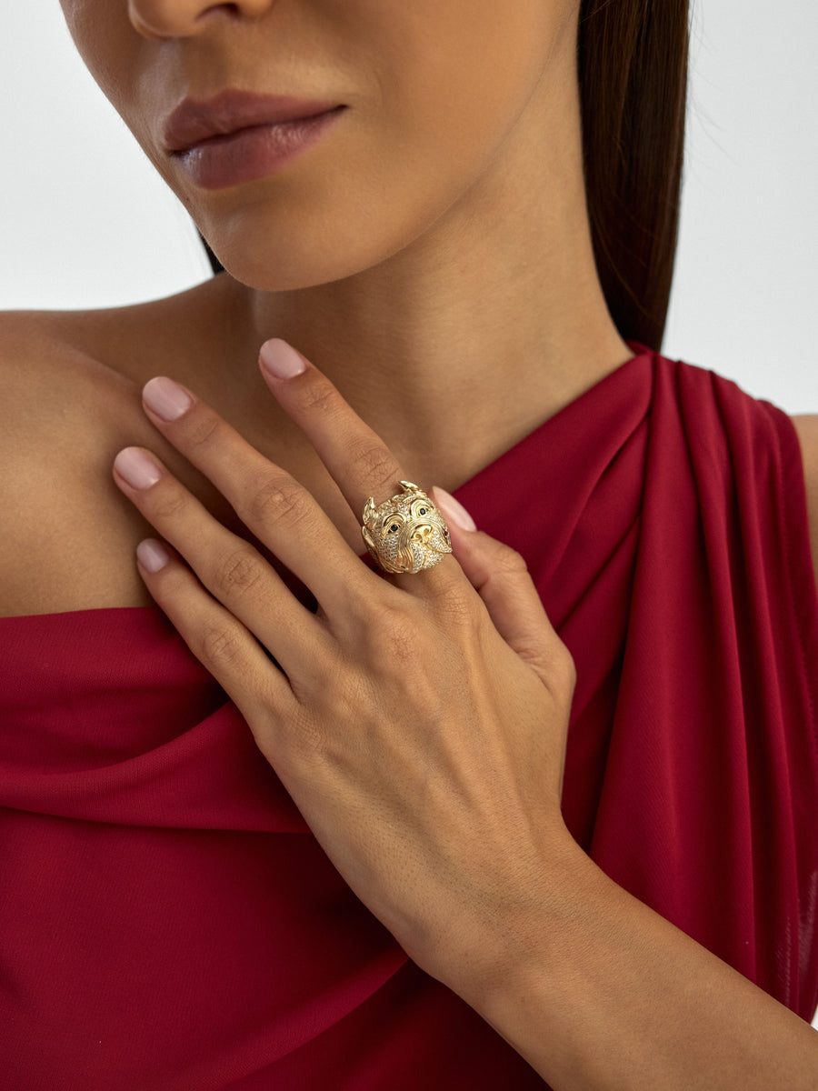 Dog Luxury Ring in 14K Gold