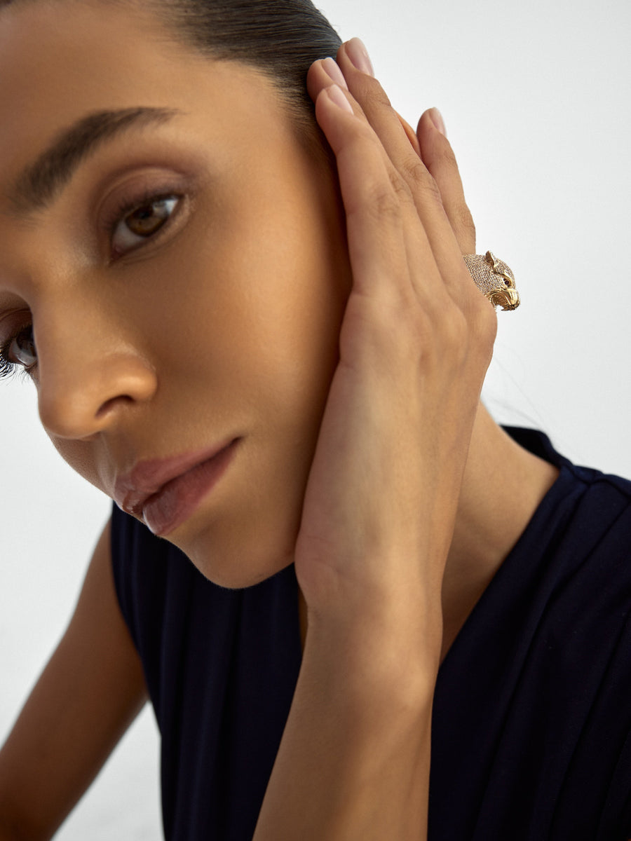 Panther Diamond-Inspired Ring in 14K Gold