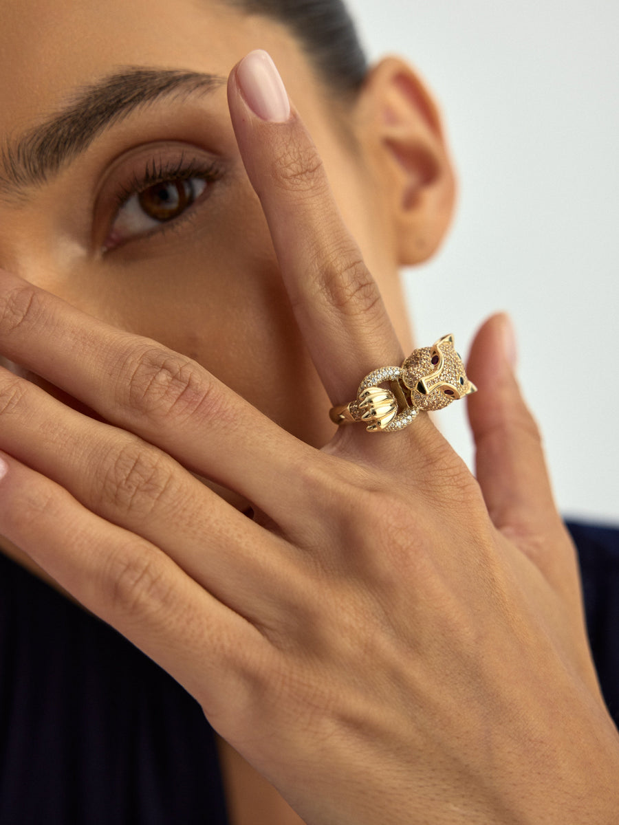 Panther Stone Ring in 14K Gold