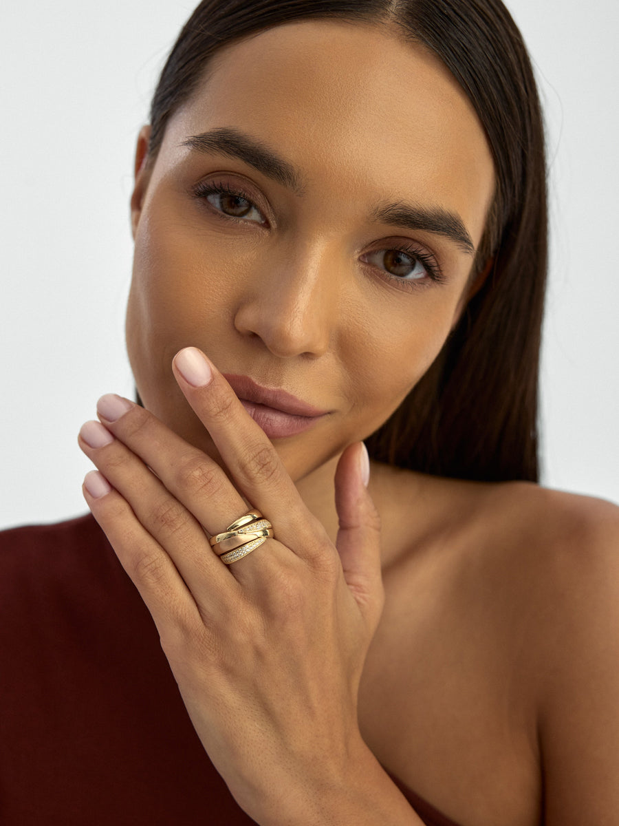 Two Multicolor Fancy Stone-Set Ring in 14K Gold