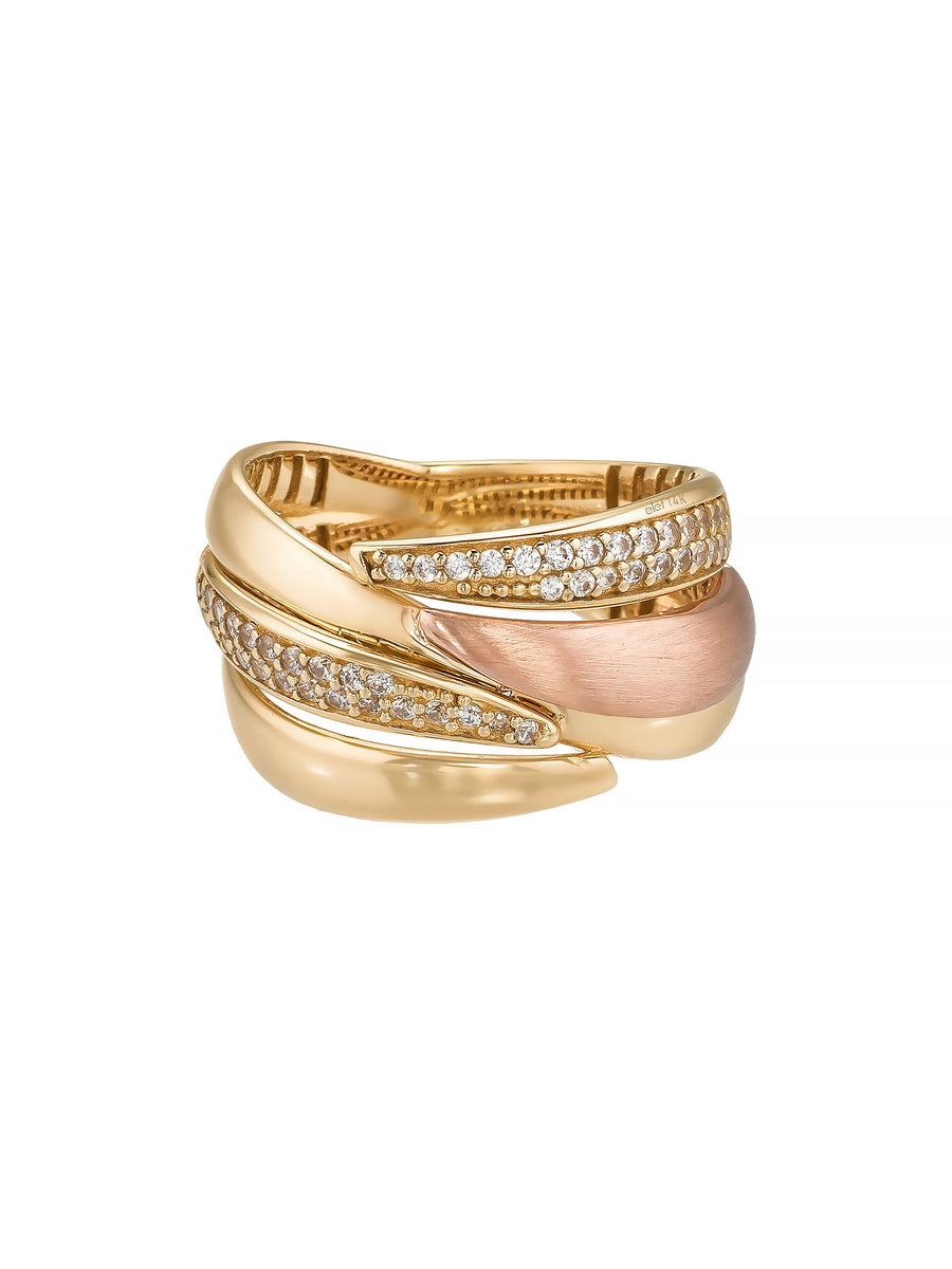 Two Multicolor Fancy Stone-Set Ring in 14K Gold