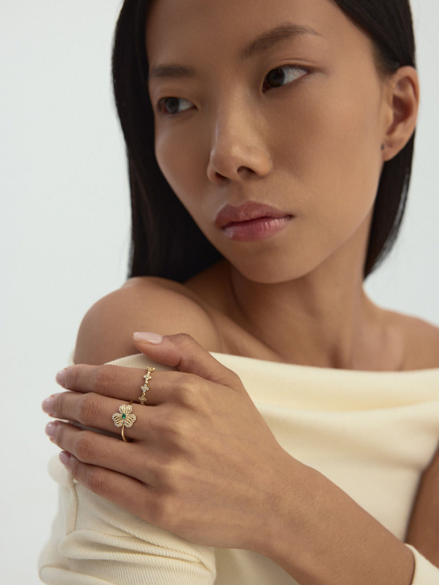 Flower Motif Vintage Ring in 14K Gold