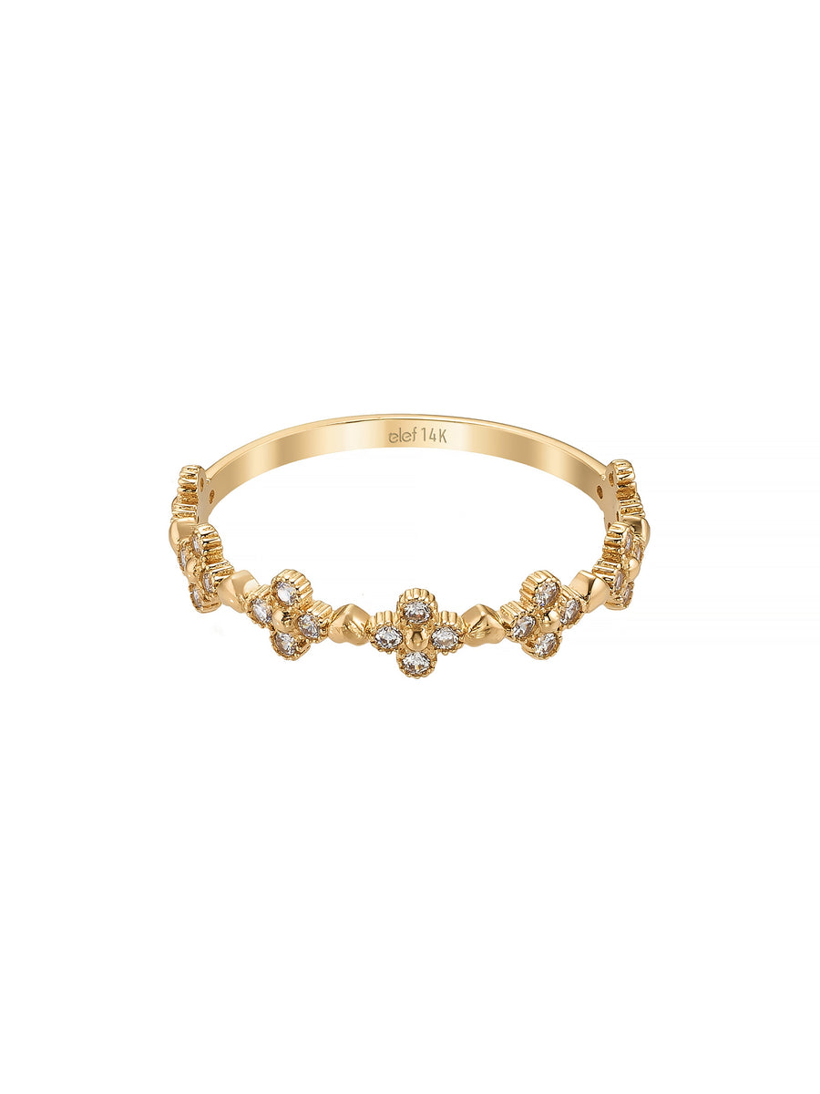 Flower Motif Vintage Ring in 14K Gold