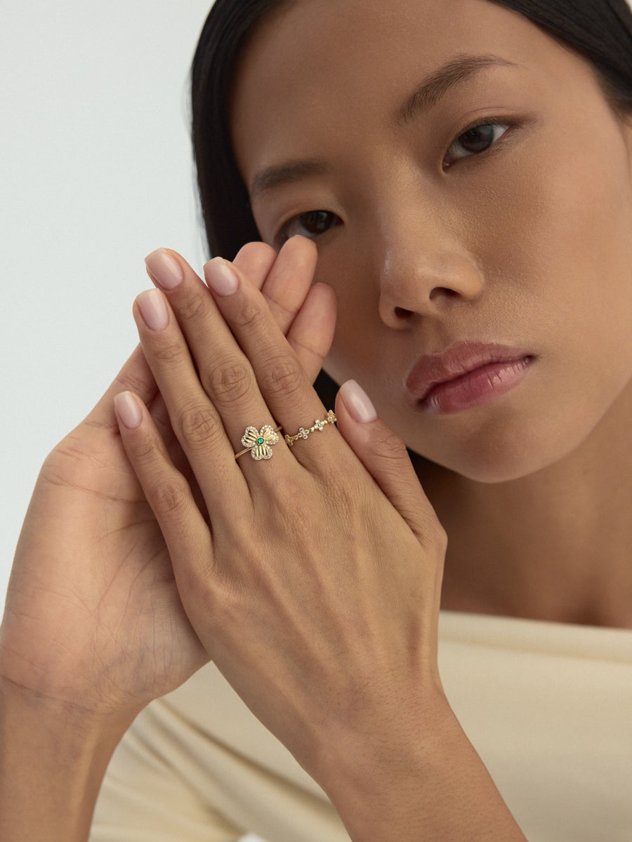 Flower Motif Vintage Ring in 14K Gold