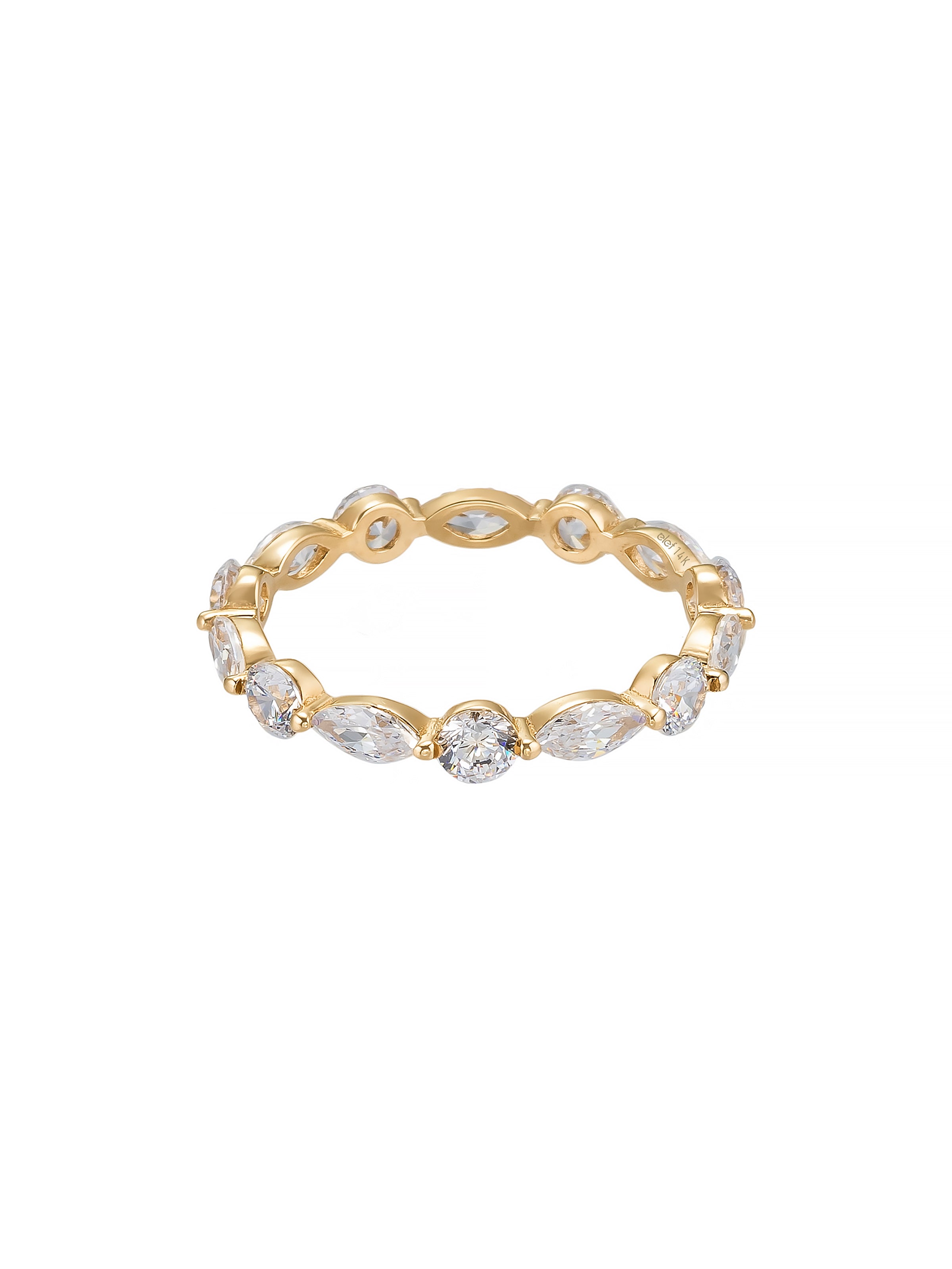 Marquise & Round-Cut Stone Eternity Ring in 14K Gold