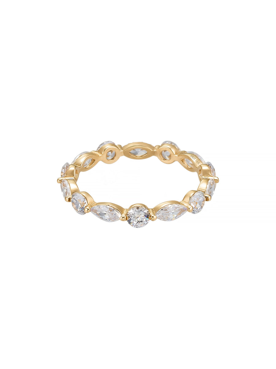 Marquise & Round-Cut Stone Eternity Ring in 14K Gold