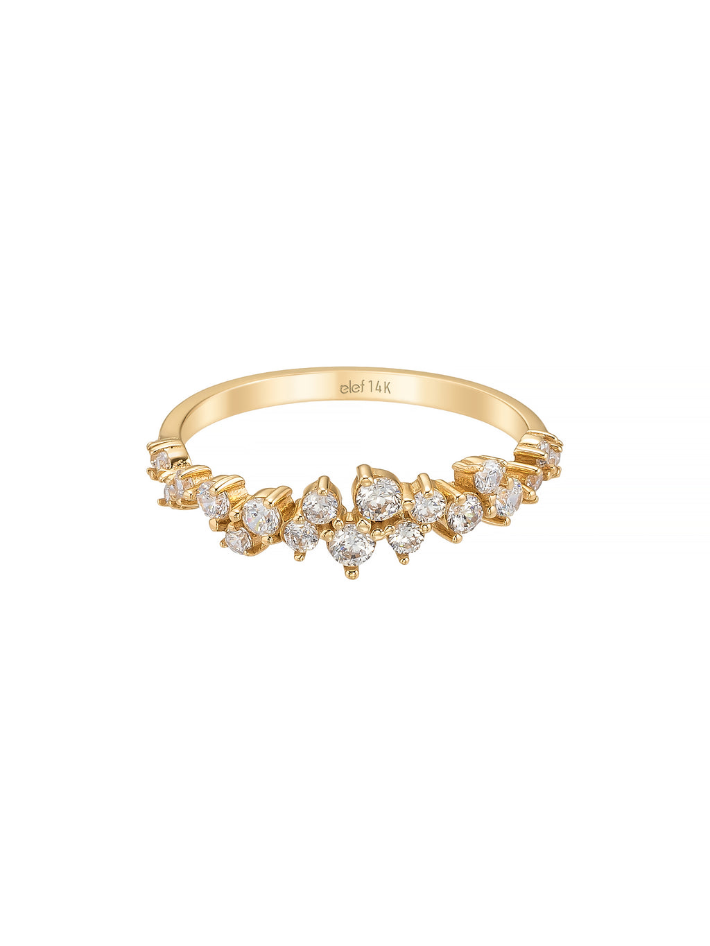 Round & Baguette Stone Ring in 14K Gold