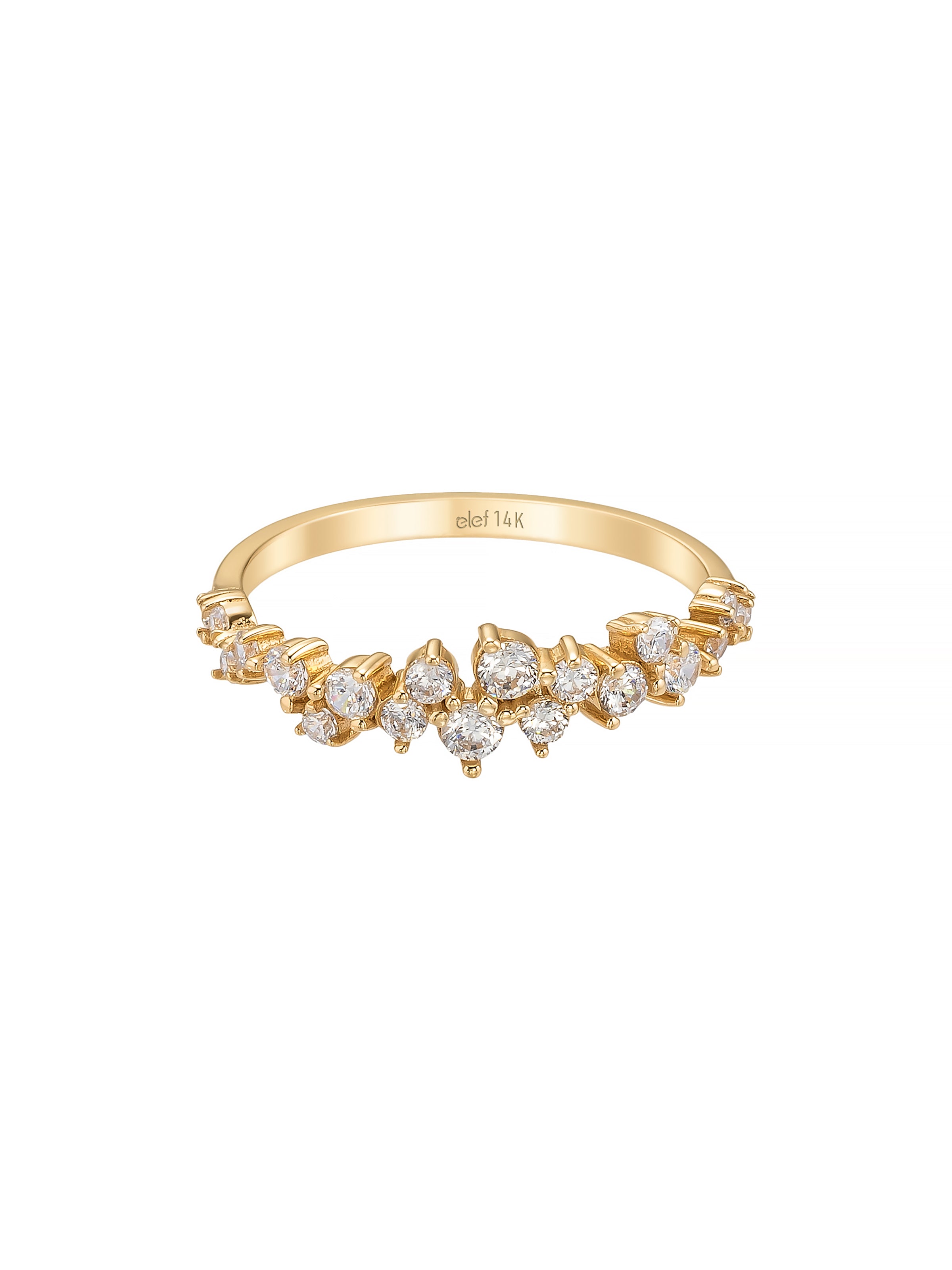 Round & Baguette Stone Ring in 14K Gold
