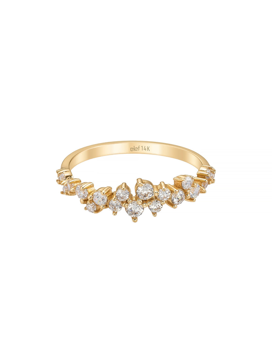 Round & Baguette Stone Ring in 14K Gold