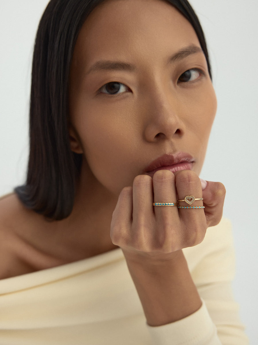 Twisted Form Blue Stone Ring in 14K Gold