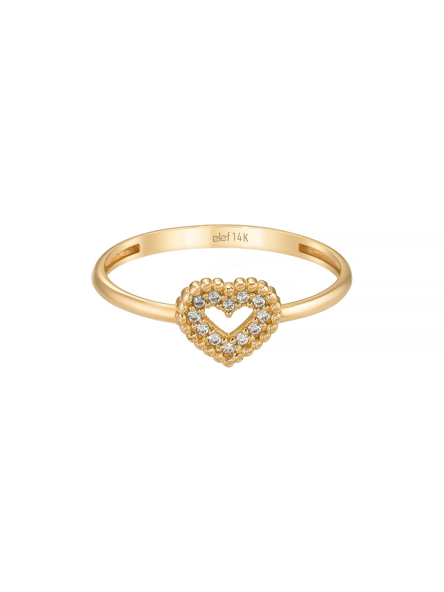 Heart-Shaped Stone-Set Ring in 14K Gold