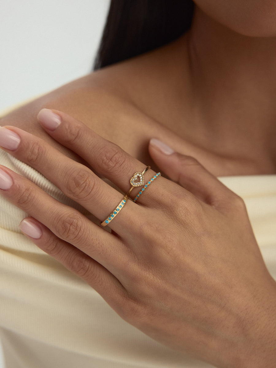 Heart-Shaped Stone-Set Ring in 14K Gold