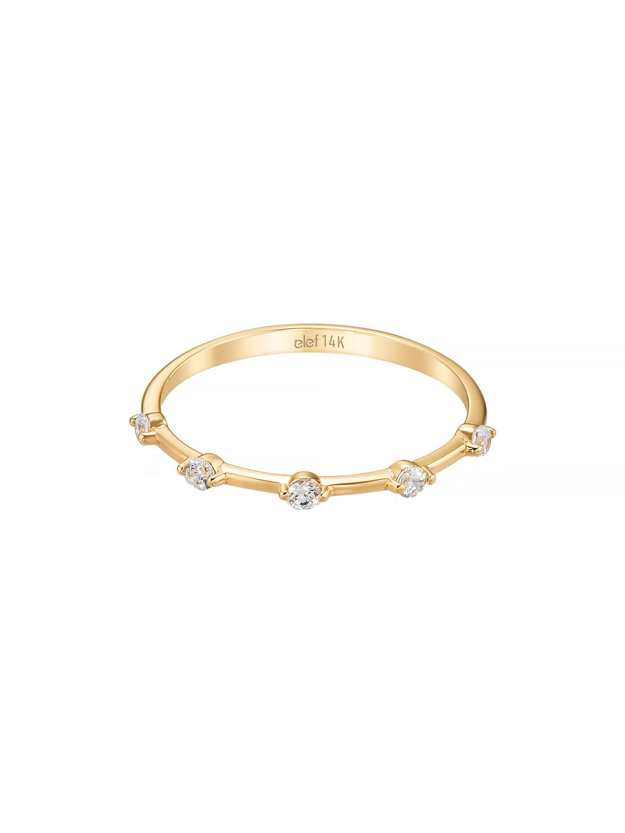 Round Five-Stone Minimal Ring in 14K Gold