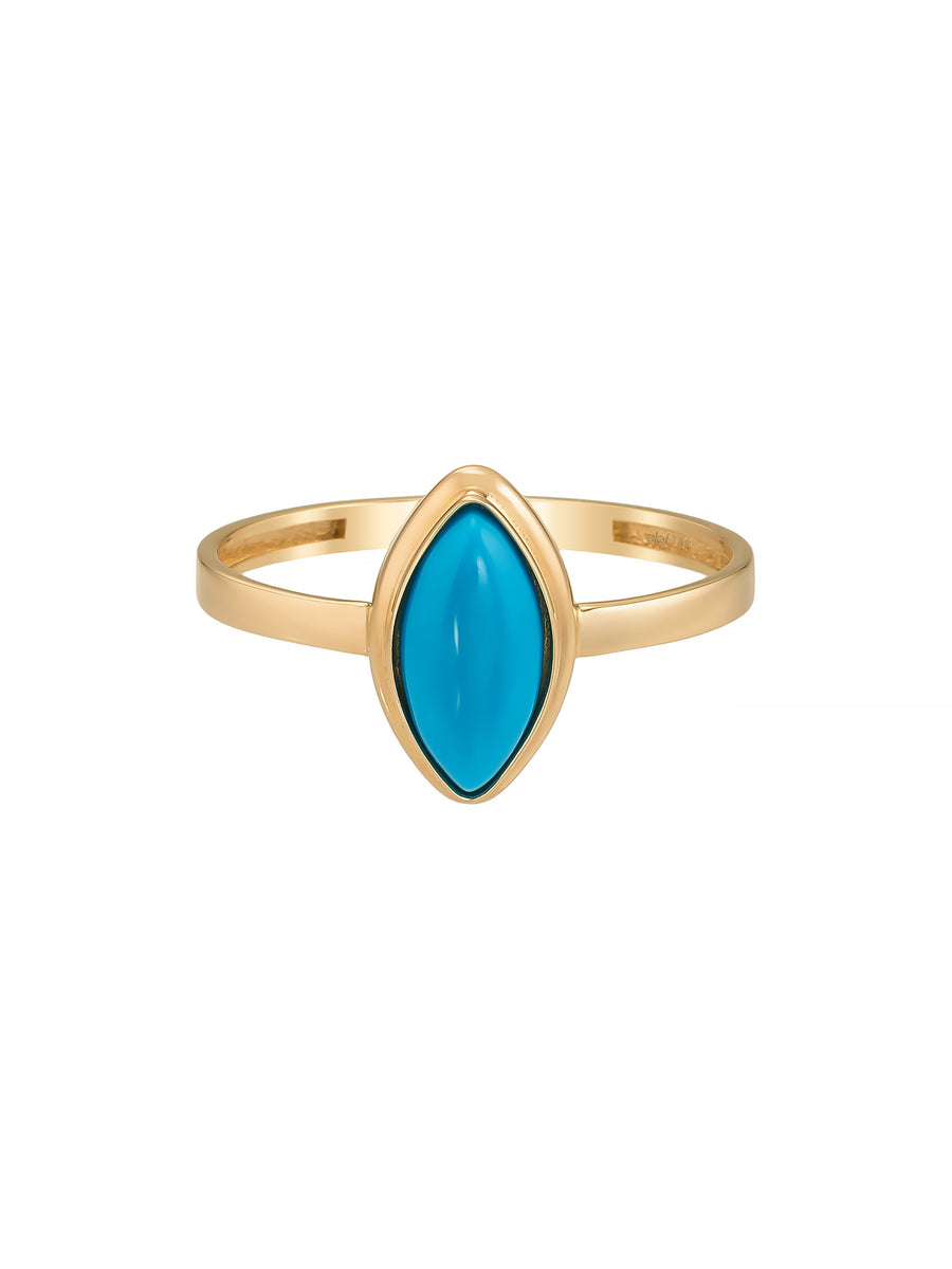Marquise Turquoise Stone Minimal Ring in 14K Gold