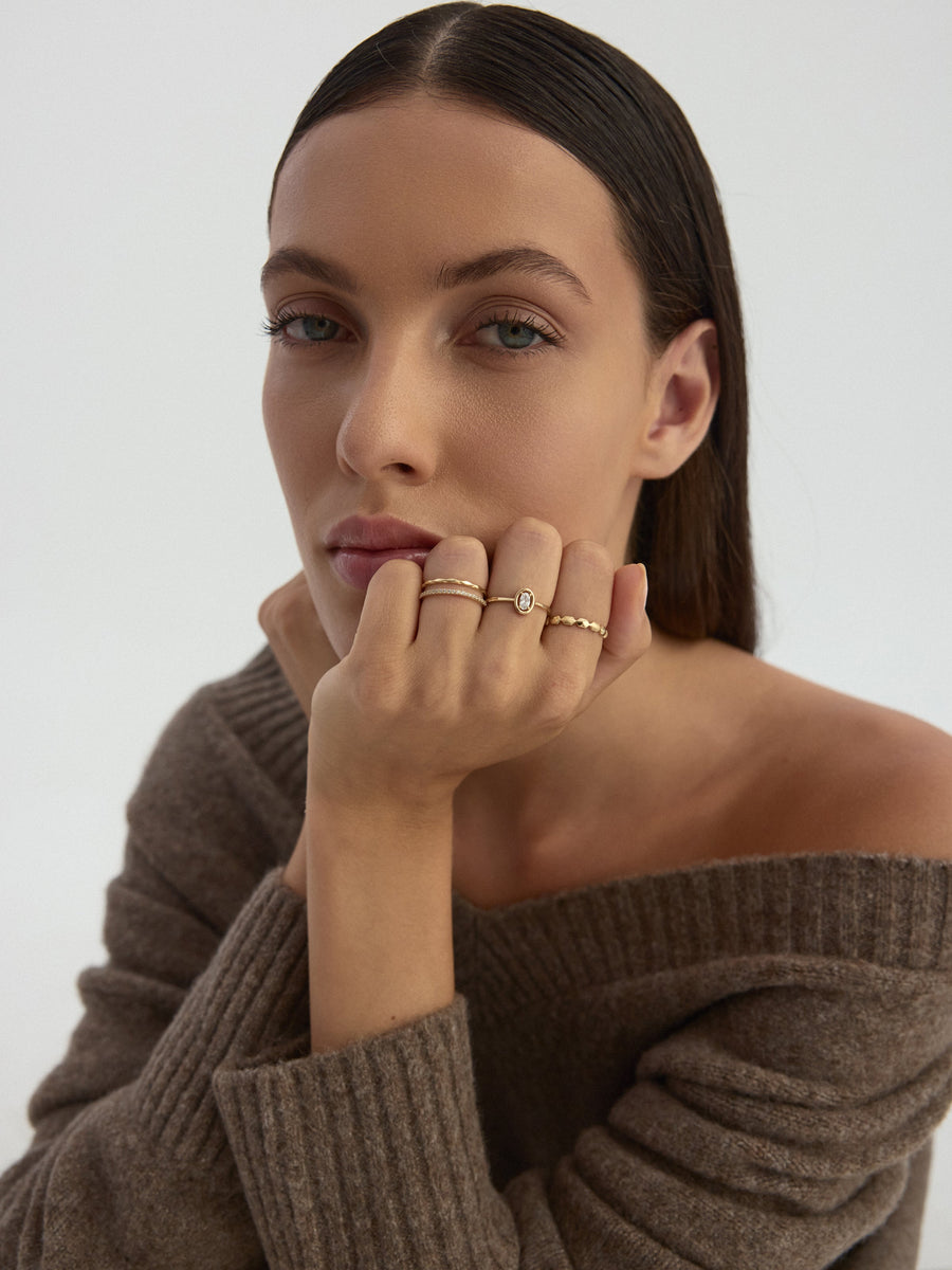 Faceted Geometric Form Ring in 14K Gold