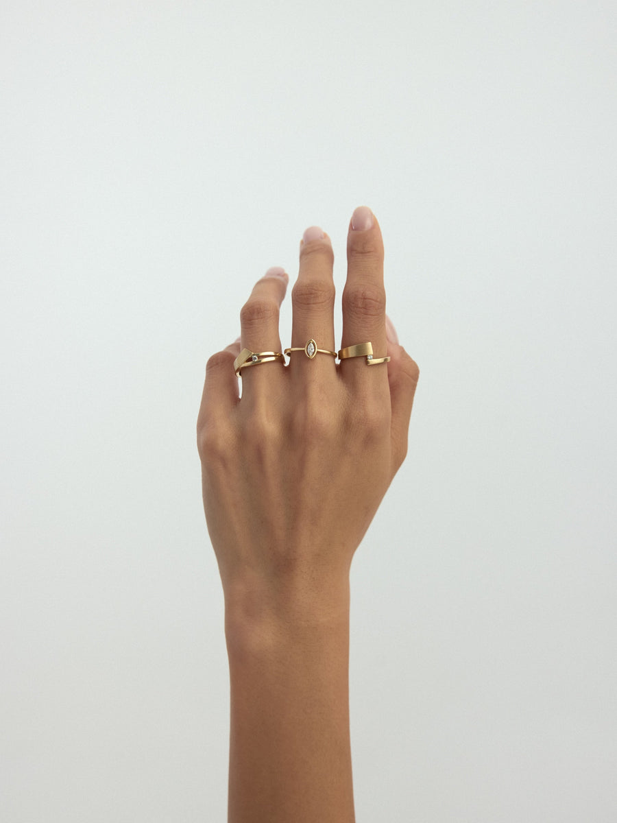 Modern Geometric Solitaire Ring in 14K Gold