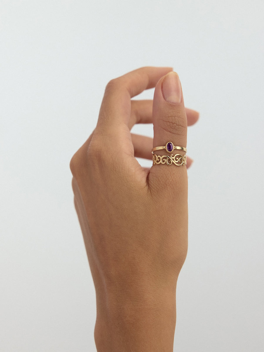 Barok Patterned Ring in 14K Gold