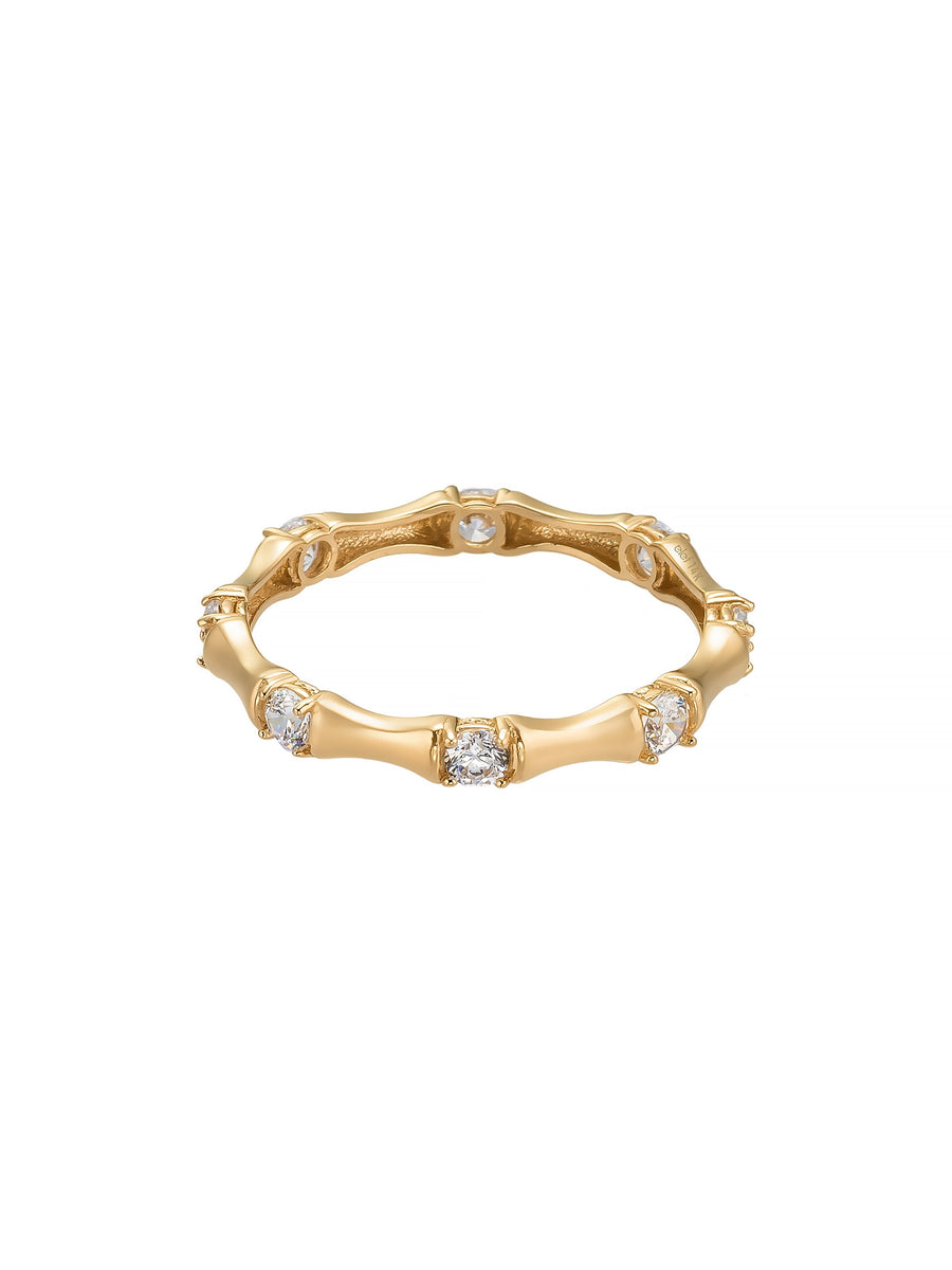 Bambu Textured Stone-Set Ring in 14K Gold