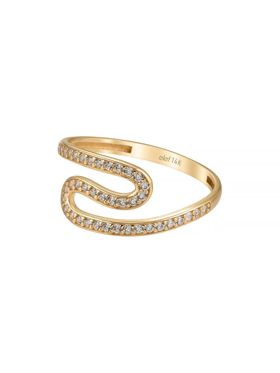 Curved Diamond-Inspired Ring in 14K Gold