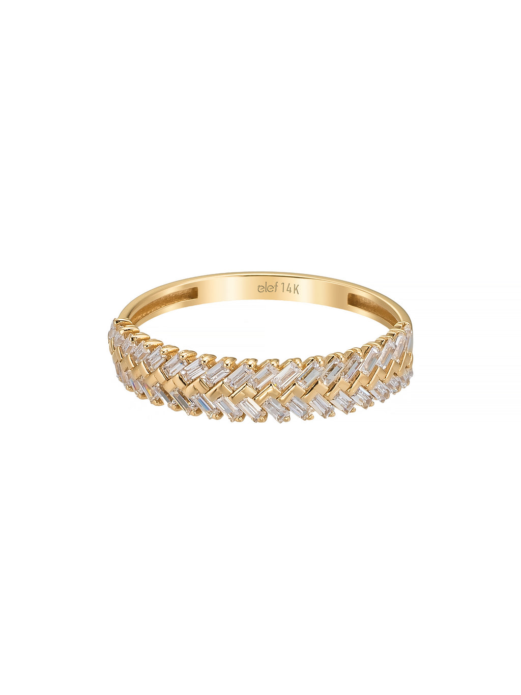Cross Baguette Stone Ring in 14K Gold