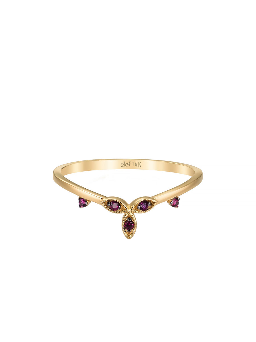 Gotik Ruby-Inspired Stone Vintage Ring in 14K Gold