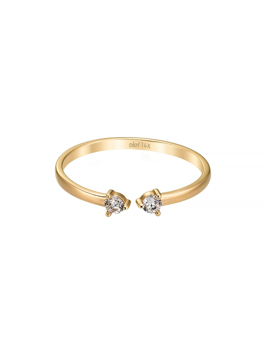 Double Minimal Stone Ring in 14K Gold