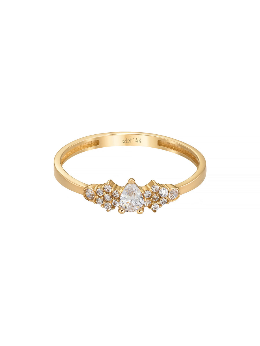 Pear-Cut Stone Trio Ring in 14K Gold