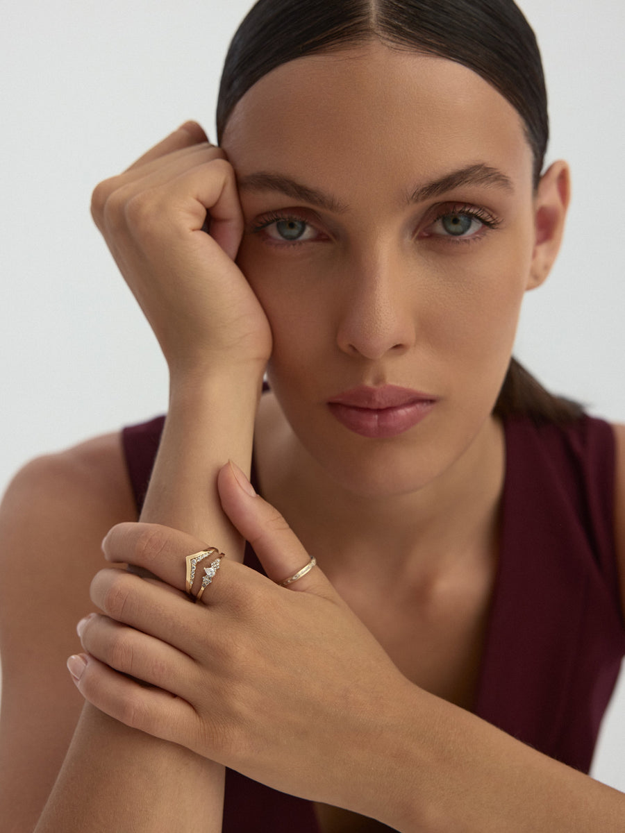 Pear-Cut Stone Trio Ring in 14K Gold