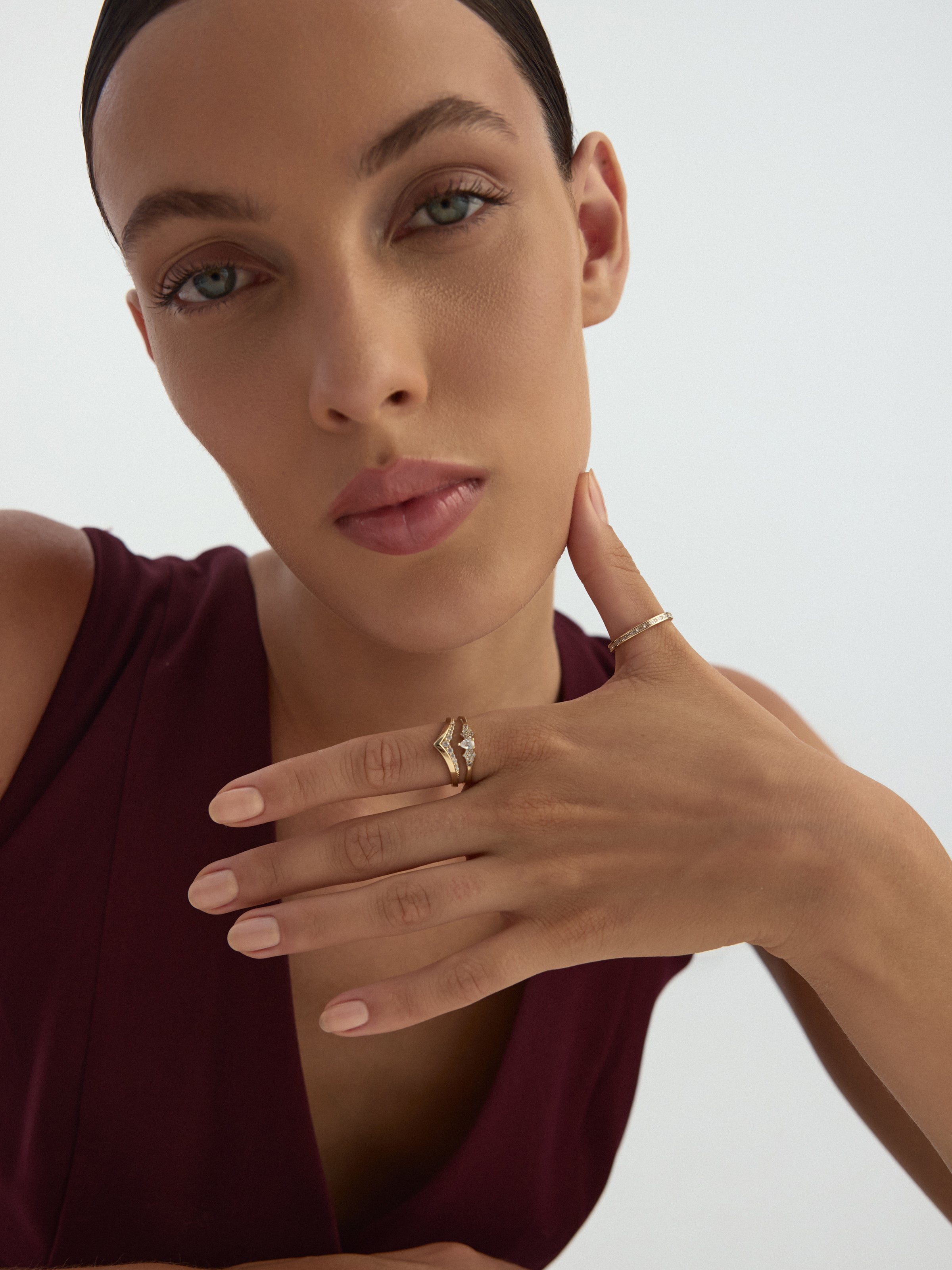 Pear-Cut Stone Trio Ring in 14K Gold