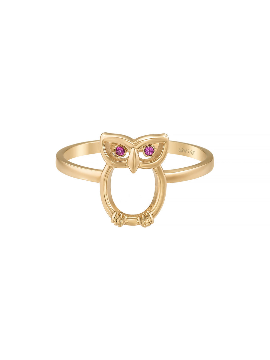 Owl Minimal Ring in 14K Gold