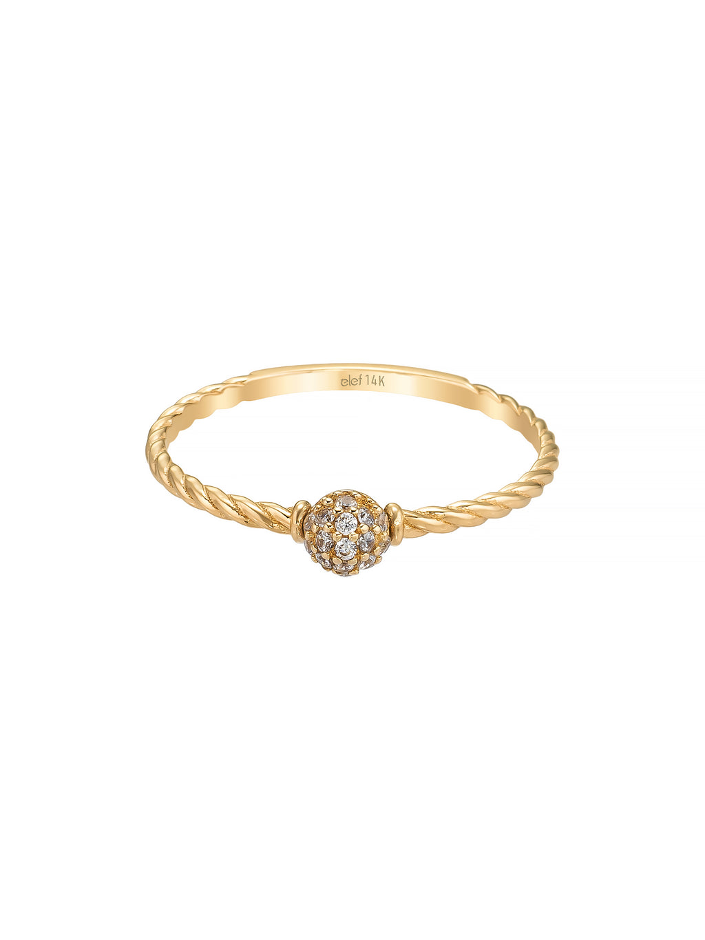 Flower Motif Twisted Body Ring in 14K Gold