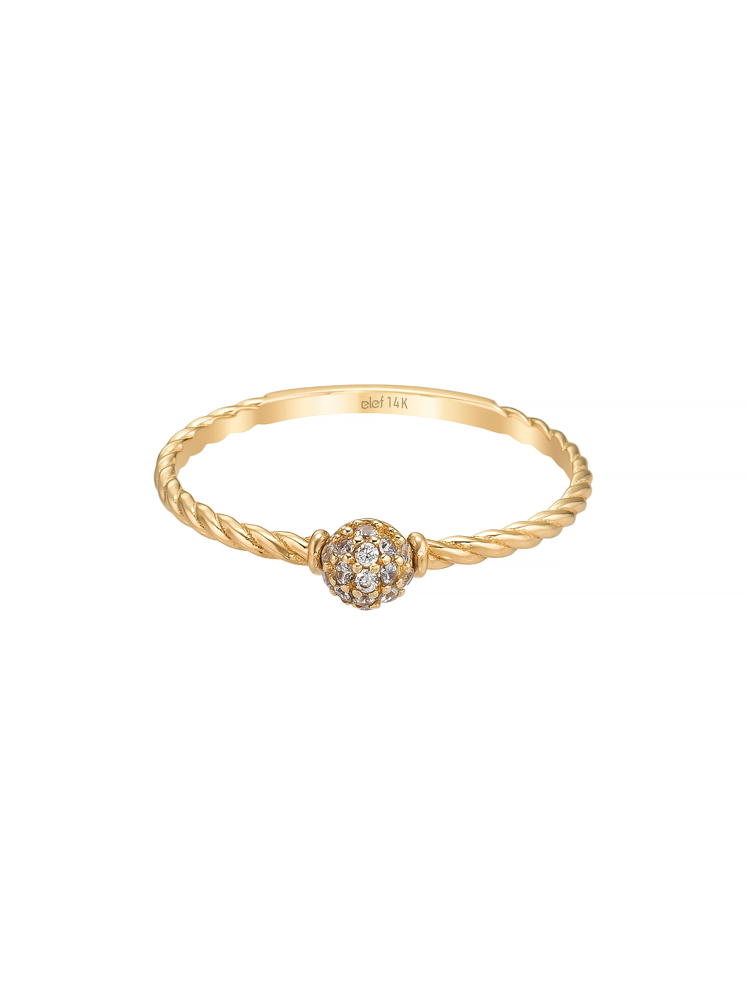 Flower Motif Twisted Body Ring in 14K Gold
